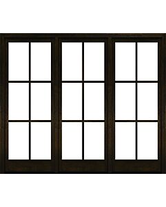 Mahogany Full Lite, 6 Lite SDL Contemporary Modern Narrow Profile Shaker Triple Door