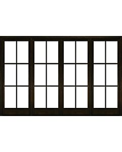 Mahogany Full Lite, 6 Lite SDL Contemporary Modern Narrow Profile Shaker Quadruple Door