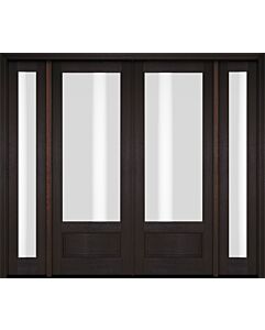 Mahogany 3/4 Lite 1 Panel Double Door, Full Lite Sidelites|G7501-OG