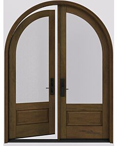Mahogany Round Top 3/4 Lite 1 Panel Shaker Double Door|G7501-R-RTP-SH