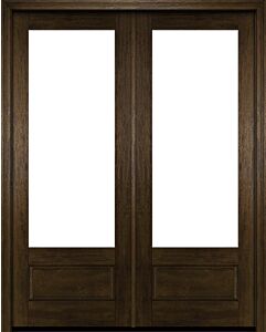 Mahogany 3/4 Lite 1 Panel Modern Farmhouse Shaker Double Door|G7501-SH