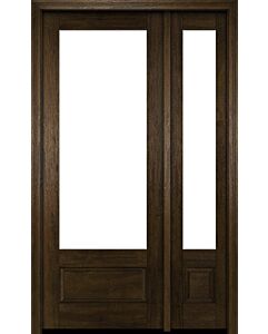 Mahogany 3/4 Lite 1 Panel Modern Farmhouse Shaker Single Door, Sidelite|G7501-SH