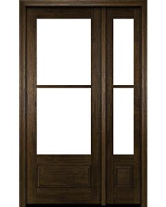 Mahogany 3/4 Lite, 2 Lite SDL 1 Panel Modern Farmhouse Shaker Single Door, Sidelite|G7502-SH