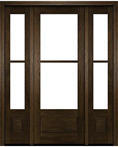 Mahogany 3/4 Lite, 2 Lite SDL 1 Panel Modern Farmhouse Shaker Single Door, Sidelites|G7502-SH