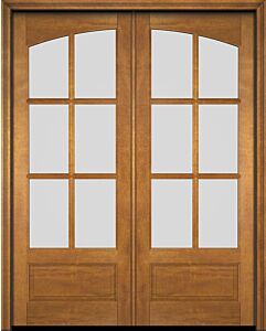 Mahogany Arch Lite, 3/4 Lite, 6 Lite SDL 1 Panel Double Door|G7506-ARP-OG