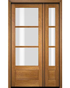 Mahogany 3/4 Lite, 3 Lite SDL 1 Panel Single Door, Sidelite|G7503-OG