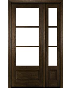 Mahogany 3/4 Lite, 3 Lite SDL 1 Panel Modern Farmhouse Shaker Single Door, Sidelite|G7503-SH