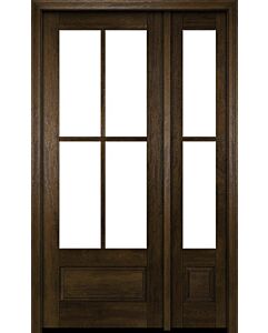 Mahogany 3/4 Lite, 4 Lite SDL 1 Panel Modern Farmhouse Shaker Single Door, Sidelite|G7504-SH