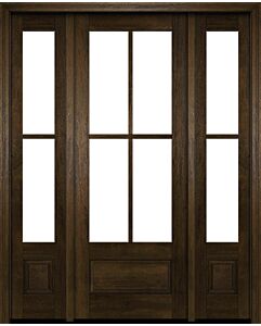 Mahogany 3/4 Lite, 4 Lite SDL 1 Panel Modern Farmhouse Shaker Single Door, Sidelites|G7504-SH