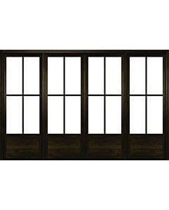 Mahogany 3/4 Lite, 4 Lite SDL Contemporary Modern 1 Panel Narrow Profile Shaker Quadruple Door