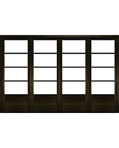 Mahogany 3/4 Lite, Horizontal 4 Lite SDL Contemporary Modern 1 Panel Narrow Profile Shaker Quadruple Door