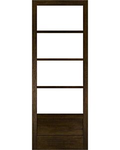 Mahogany 3/4 Lite, Horizontal 4 Lite SDL Contemporary Modern 1 Panel Narrow Profile Shaker Single Door|G7504-W-SLK-SH