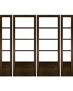 Mahogany 3/4 Lite, Horizontal 4 Lite SDL Contemporary Modern 1 Panel Narrow Profile Shaker Double Door, Sidelites|G7504-W-SLK-SH