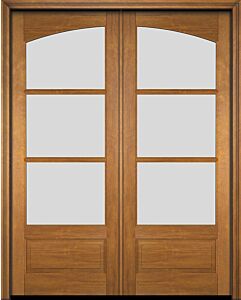 Mahogany Arch Lite, 3/4 Lite, 3 Lite SDL 1 Panel Double Door|G7503-ARP-OG