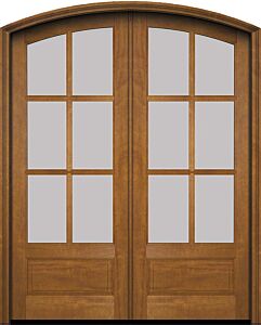 Mahogany Arch Top 3/4 Lite, 6 Lite SDL 1 Panel Double Door|G7506-ARTP-OG