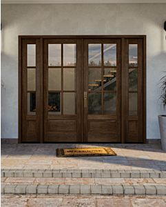 Mahogany 3/4 Lite, 6 Lite SDL 1 Panel Double Door, Sidelites|G7506-OG