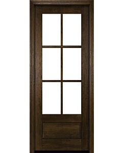 Mahogany 3/4 Lite, 6 Lite SDL 1 Panel Modern Farmhouse Shaker Single Door|G7506-SH