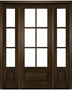 Mahogany 3/4 Lite, 6 Lite SDL 1 Panel Modern Farmhouse Shaker Single Door, Sidelites|G7506-SH