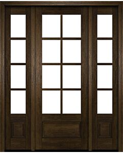 Mahogany 3/4 Lite, 8 Lite SDL 1 Panel Modern Farmhouse Shaker Single Door, Sidelites|G7508-SH