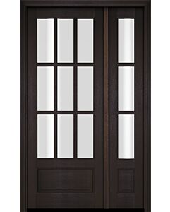 Mahogany 3/4 Lite, 9 Lite SDL 1 Panel Single Door, Sidelite|G7509-OG