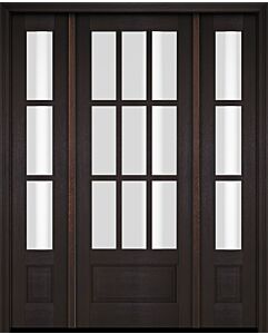Mahogany 3/4 Lite, 9 Lite SDL 1 Panel Single Door, Sidelites|G7509-OG