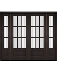 Mahogany 3/4 Lite, 9 Lite SDL 1 Panel Double Door, Sidelites|G7509-OG