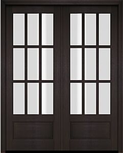 Mahogany 3/4 Lite, 9 Lite SDL 1 Panel Double Door|G7509-OG