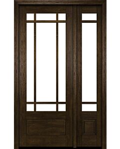 Mahogany 3/4 Lite, 9 Lite Prairie SDL 1 Panel Modern Farmhouse Shaker Single Door, Sidelite|G7509-Prairie-SH