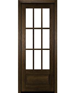 Mahogany 3/4 Lite, 9 Lite SDL 1 Panel Modern Farmhouse Shaker Single Door|G7509-SH