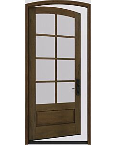Mahogany Arch Top 3/4 Lite, 8 Lite SDL 1 Panel Shaker Single Door|G75108-ART-SH