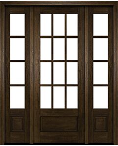 Mahogany 3/4 Lite, 12 Lite SDL 1 Panel Modern Farmhouse Shaker Single Door, Sidelites|G7512-SH