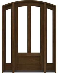 Mahogany Montana Arch Top 3/4 Lite, Twin Lite  1 Panel Single Door, Sidelites|G75201-ART-OG_G101-ARTP-SL_1-2