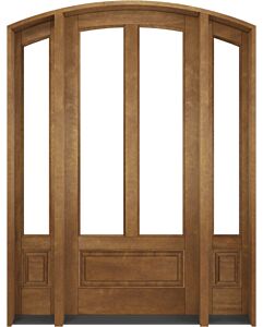 Mahogany Montana Arch Top 3/4 Lite, Twin Lite  1 Panel Single Door, Sidelites|G75201-ART-OG_G75101-ARTP-SL_1-2