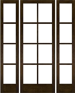 Mahogany Full Lite, 8 Lite SDL Contemporary Modern Narrow Profile Shaker Single Door, Sidelites|G801-W-SLK-SH