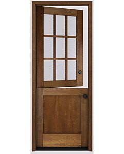 Mahogany 1/2 Lite, 9 Lite SDL 1 Panel Modern Farmhouse Shaker Dutch Door