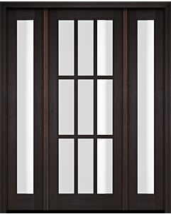 Mahogany Full Lite, 9 Lite SDL Single Door, Full Lite Sidelites|G901-OG
