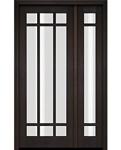 Mahogany Full Lite, 9 Lite Prairie SDL Single Door, Sidelite|G906-OG