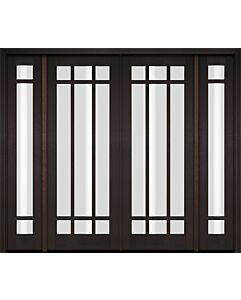 Mahogany Full Lite, 9 Lite Prairie SDL Double Door, Sidelites|G906-OG