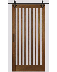 Mahogany Vertical Slimlite SDL Contemporary Modern Shaker Single Barn Door