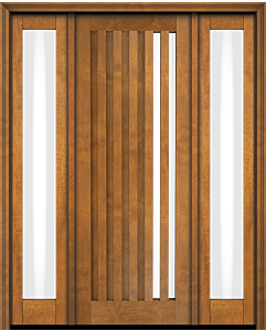 Mahogany Slimlite Designer  Contemporary Modern Shaker Single Door, Sidelites