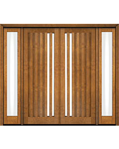 Mahogany Slimlite Designer  Contemporary Modern Shaker Double Door, Sidelites