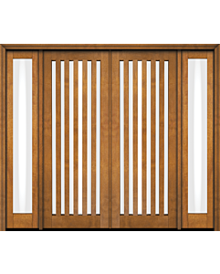 Mahogany Slimlite  Modern Shaker Double Door, Sidelites