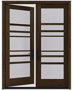 Mahogany Horizon Full Lite, Artistic Lite Designer SDL Contemporary Modern Shaker Double Door