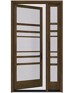 Mahogany Horizon Full Lite, Artistic Lite SDL Contemporary Modern Narrow Profile Shaker Single Door, Sidelite