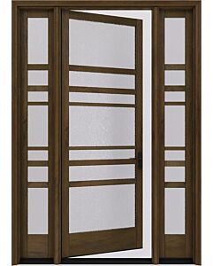 Mahogany Horizon Full Lite, Artistic Lite SDL Contemporary Modern Narrow Profile Shaker Single Door, Sidelites