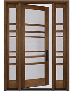 Mahogany Horizon Full Lite, Artistic Lite Designer SDL Contemporary Modern Shaker Single Door, Sidelites