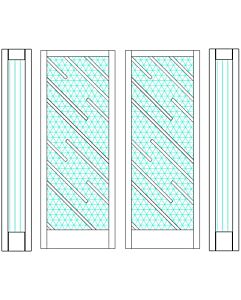 Mahogany Imber Full Lite, Artistic Lite SDL Contemporary Modern Narrow Profile Shaker Double Door, Sidelites