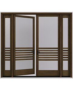 Mahogany Journey Full Lite, Artistic Lite SDL Contemporary Modern Narrow Profile Shaker Double Door, Sidelites
