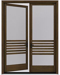 Mahogany Journey Full Lite, Artistic Lite SDL Contemporary Modern Narrow Profile Shaker Double Door