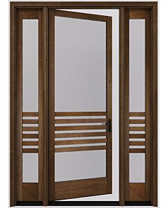 Mahogany Journey Full Lite, Artistic Lite SDL Contemporary Modern Narrow Profile Shaker Single Door, Sidelites
